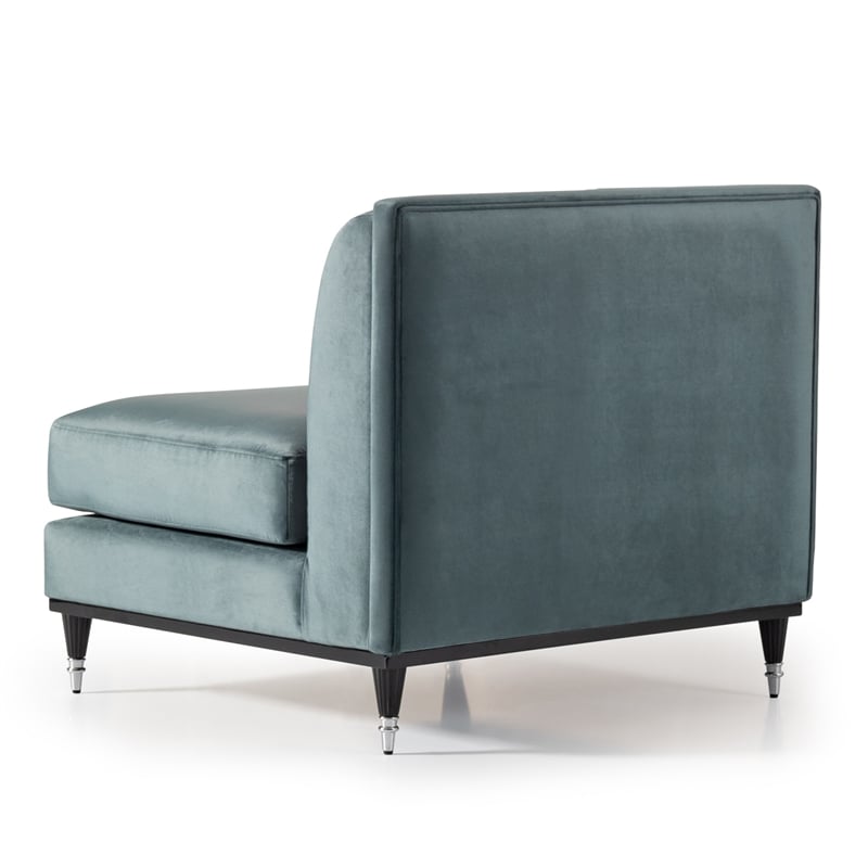 Michael Amini La Francaise Armless Velvet Accent Chair - Azure/Black