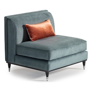 Michael Amini La Francaise Armless Velvet Accent Chair - Azure/Black