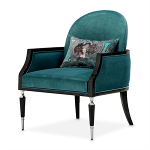 Michael Amini La Francaise Velvet Accent Chair - Azure/Black