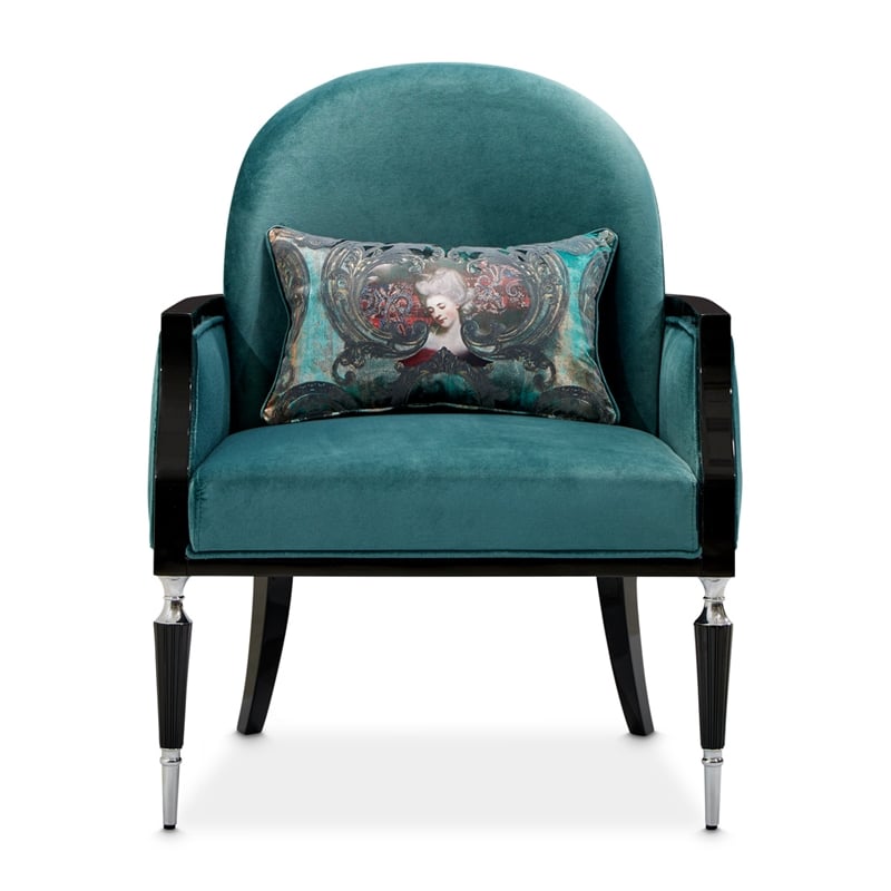 Michael Amini La Francaise Velvet Accent Chair - Azure/Black