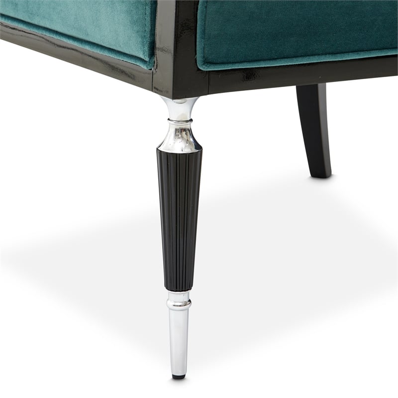 Michael Amini La Francaise Velvet Accent Chair - Azure/Black