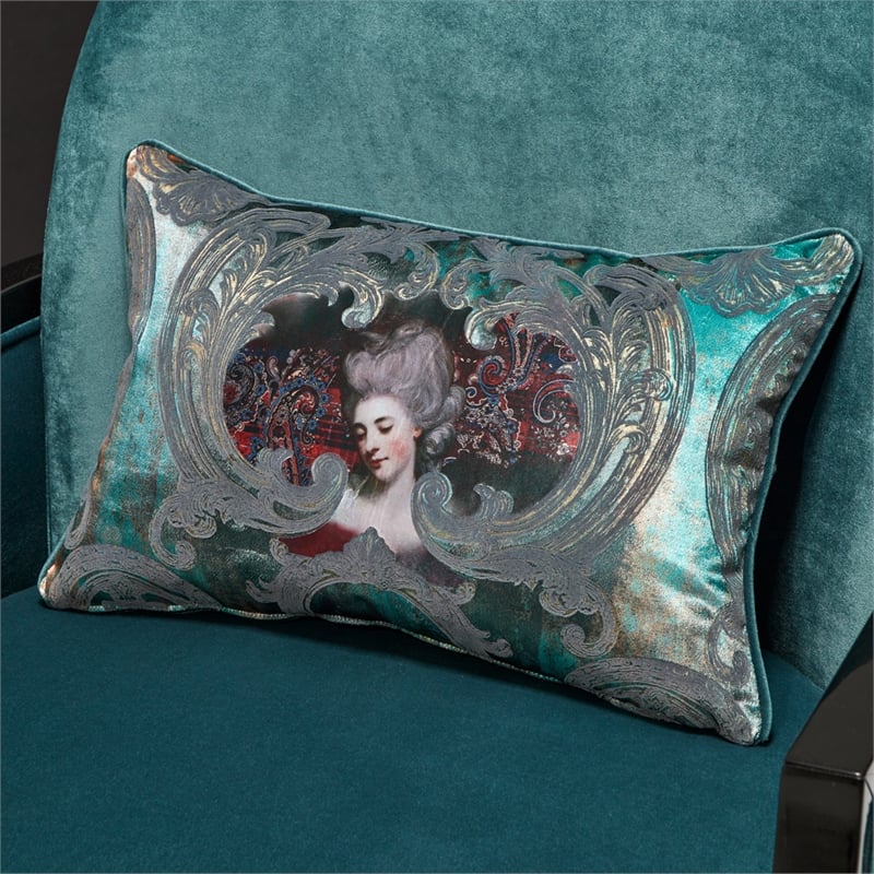 Michael Amini La Francaise Velvet Accent Chair - Azure/Black