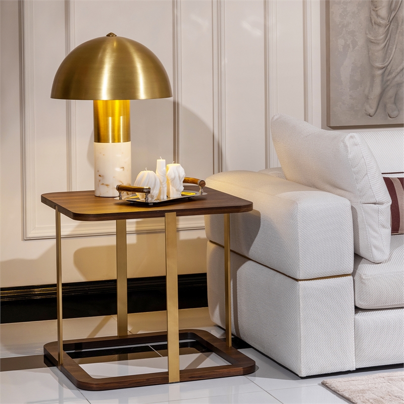 Michael Amini Amora Side Table - Eggshell Walnut