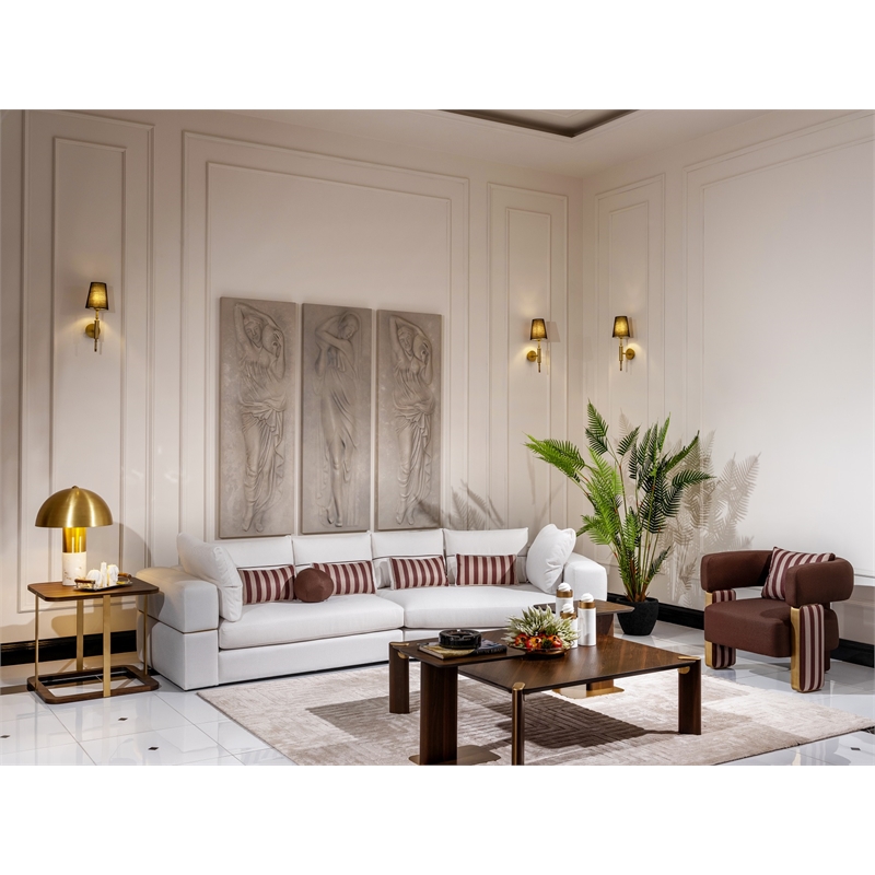 Michael Amini Amora Side Table - Eggshell Walnut