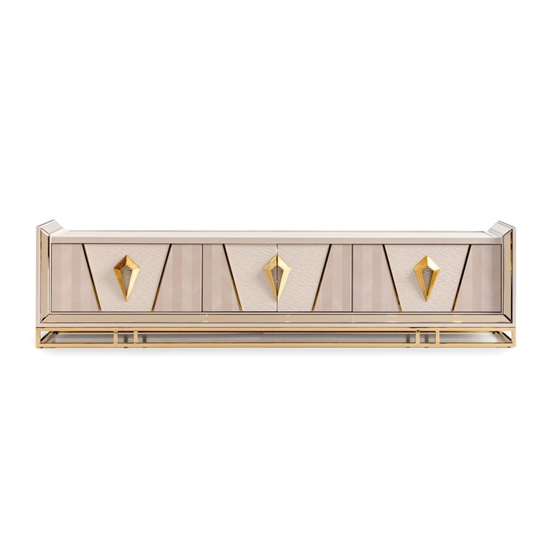 Michael Amini Carmela Media Cabinet - Shimmering Ivory