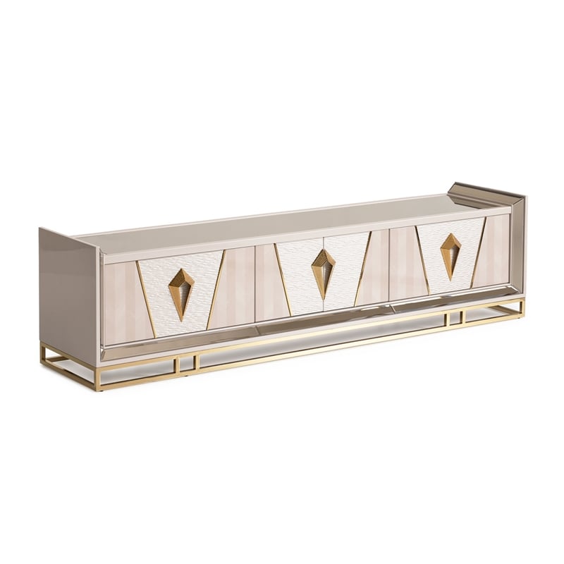 Michael Amini Carmela Media Cabinet - Shimmering Ivory