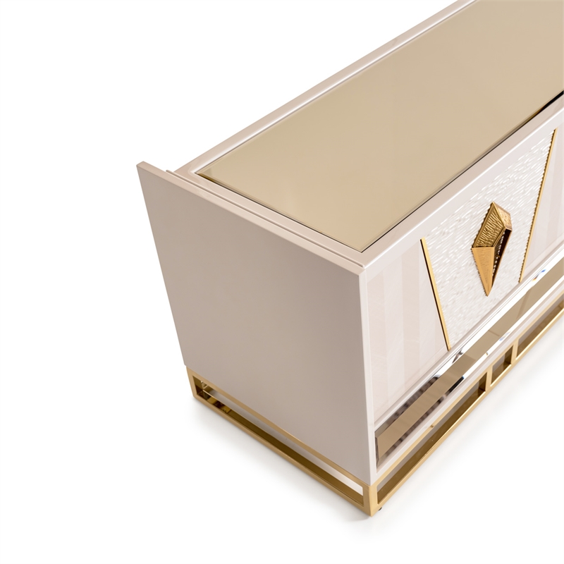 Michael Amini Carmela Media Cabinet - Shimmering Ivory