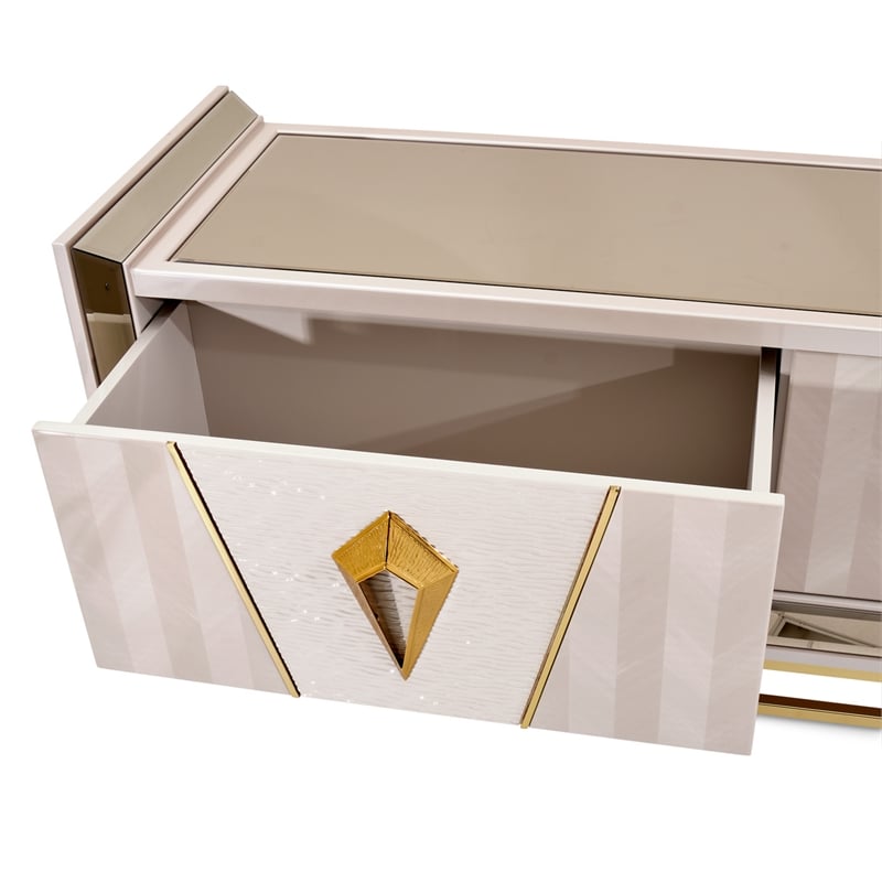 Michael Amini Carmela Media Cabinet - Shimmering Ivory