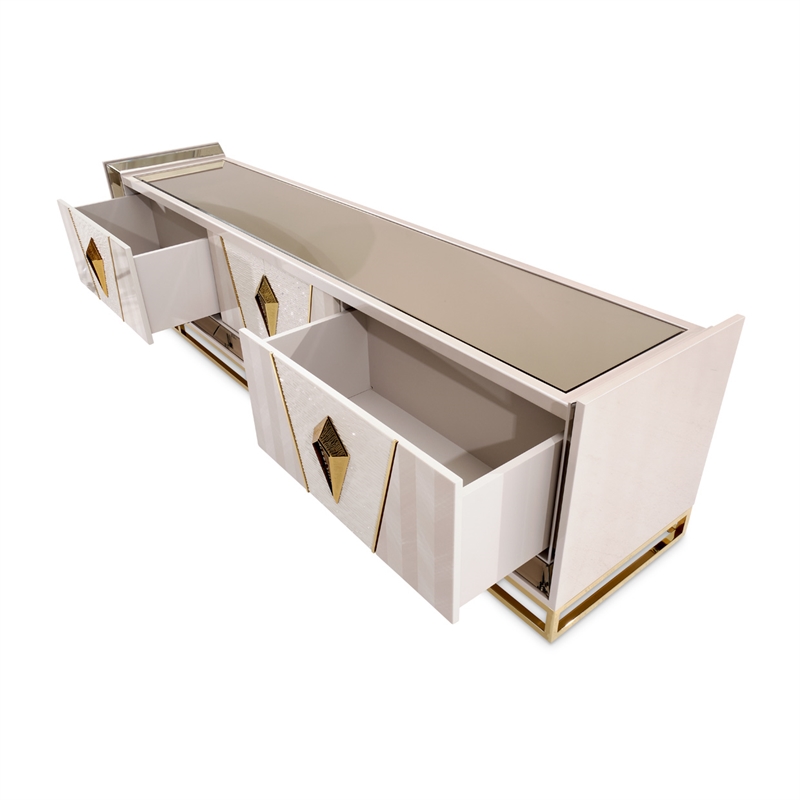 Michael Amini Carmela Media Cabinet - Shimmering Ivory