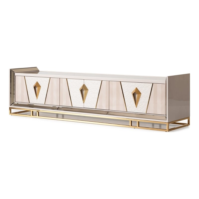 Michael Amini Carmela Media Cabinet - Shimmering Ivory