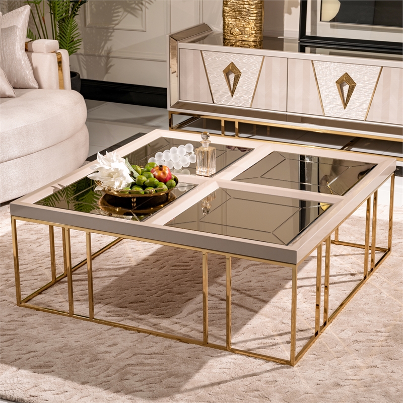 Michael Amini Carmela Cocktail Table - Shimmering Ivory
