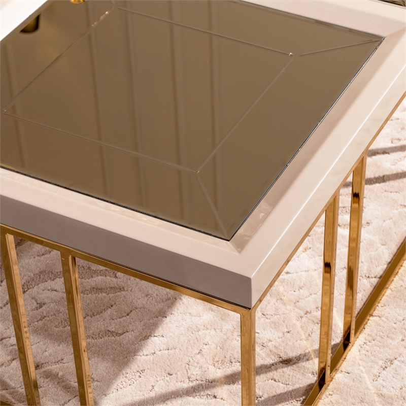Michael Amini Carmela Cocktail Table - Shimmering Ivory