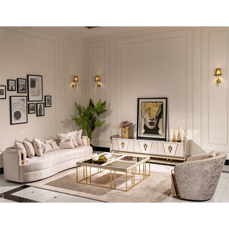 Michael Amini Carmela Cocktail Table - Shimmering Ivory