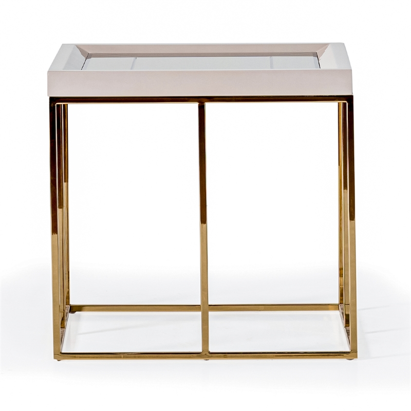Michael Amini Carmela Side Table - Shimmering Ivory
