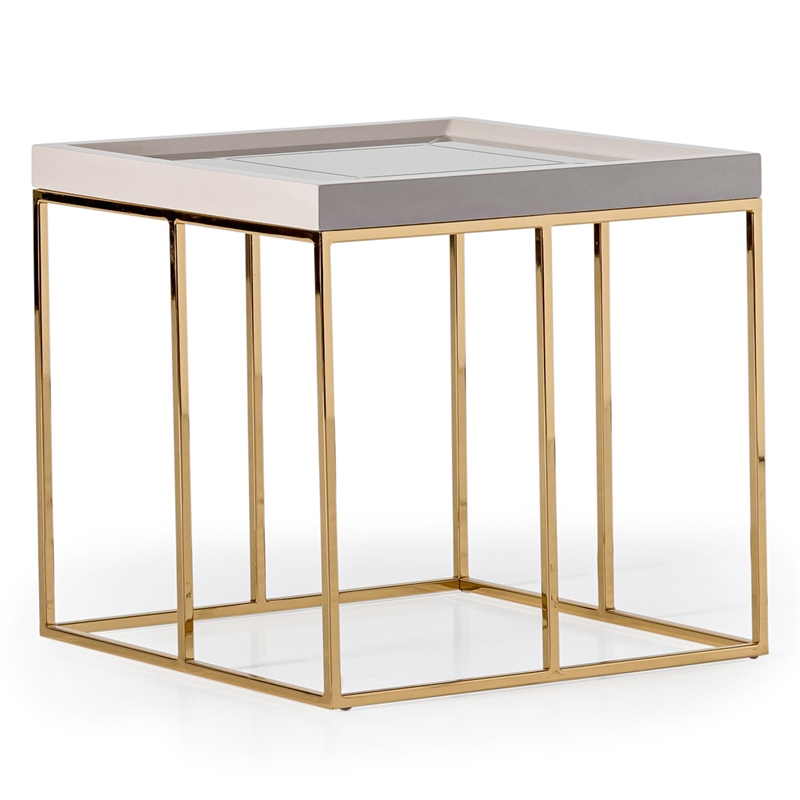 Michael Amini Carmela Side Table - Shimmering Ivory