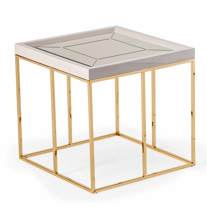 Michael Amini Carmela Side Table - Shimmering Ivory