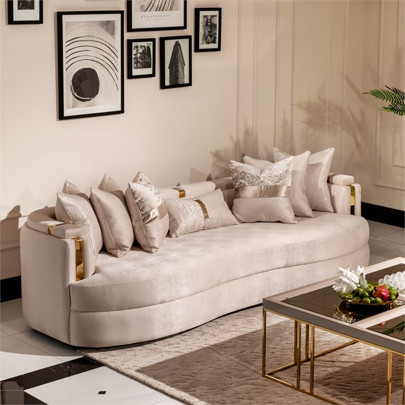 Michael Amini Carmela Mansion Sofa - Almond/Gold