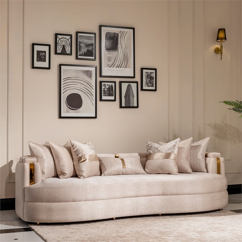 Michael Amini Carmela Mansion Sofa - Almond/Gold