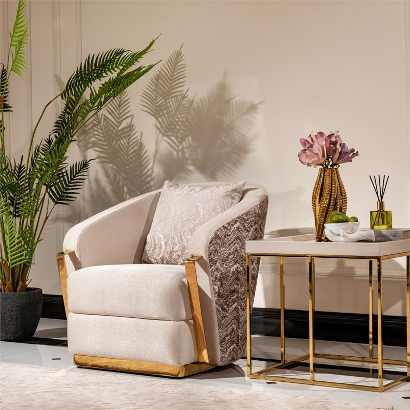 Michael Amini Carmela Accent Chair - Almond/Gold
