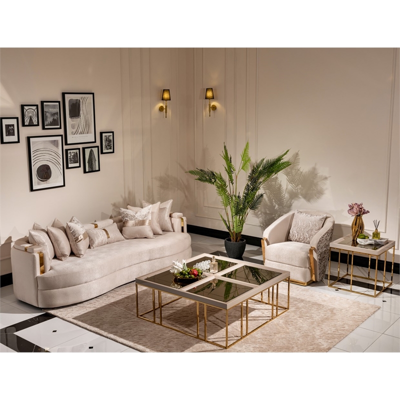 Michael Amini Carmela Accent Chair - Almond/Gold