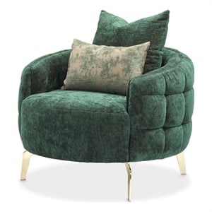 Michael Amini Celine Chenille Accent Chair - Emerald/Gold