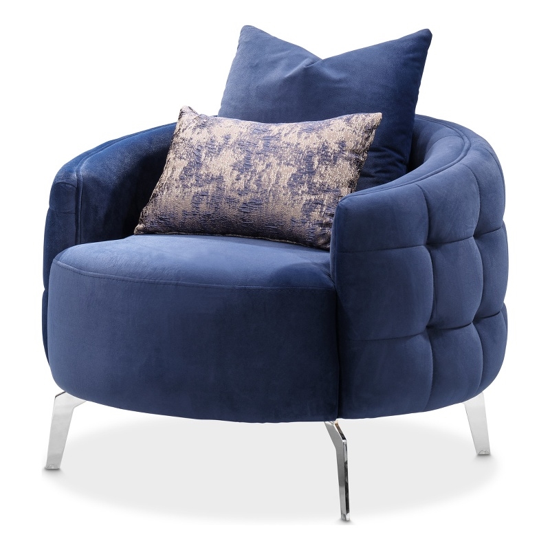 Michael Amini Celine Velvet Accent Chair Indigo Silver