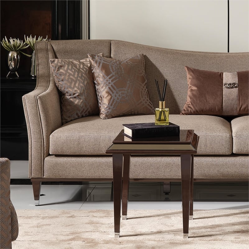 Michael Amini Lousanne Side Table - Glossy Mocha Sand