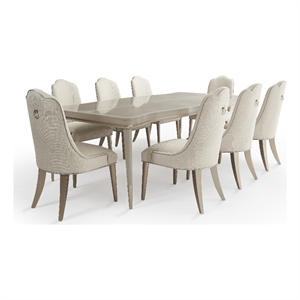 MICHAEL AMINI Malibu Crest 9-Piece Engineered Wood Dining Set in Blush