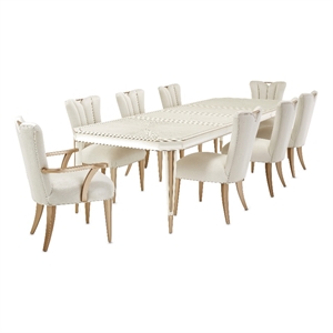 MICHAEL AMINI La Rachelle 9-Piece Engineered Wood Dining Set in Champagne/White