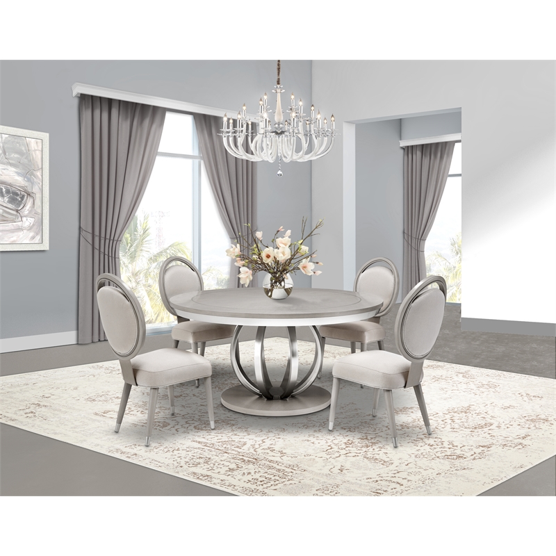MICHAEL AMINI Eclipse 5-Piece Engineered Wood Dining Set in Moonlight Gray