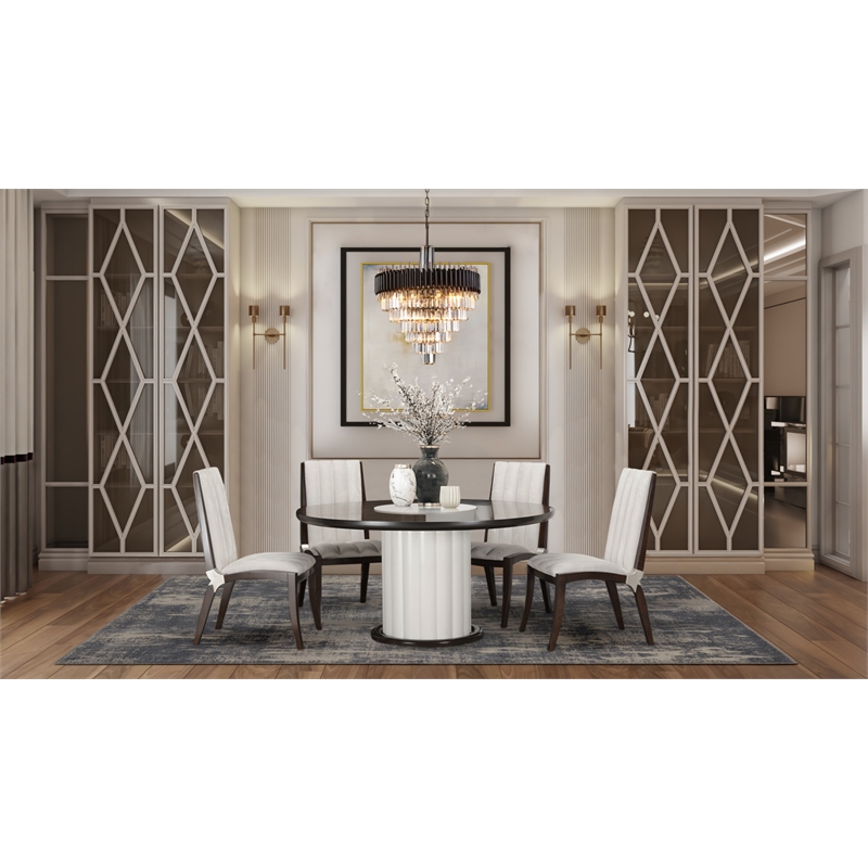 MICHAEL AMINI Paris Chic 5-Piece Engineered Wood Dining Set in Espresso