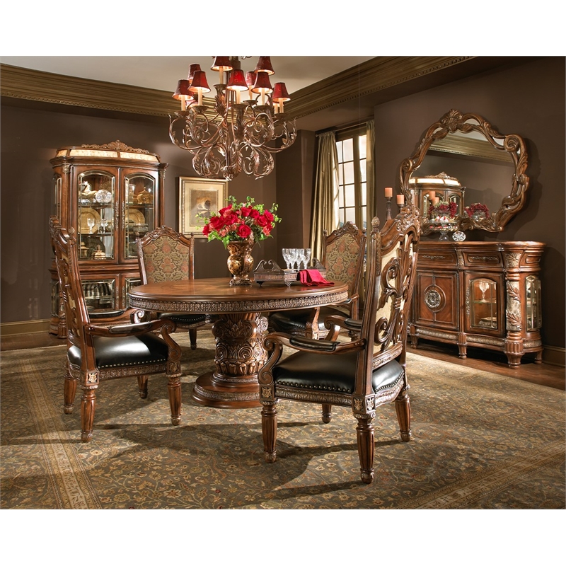 MICHAEL AMINI Villa Valencia 5-Piece Solid Wood Dining Set in Classic Chestnut