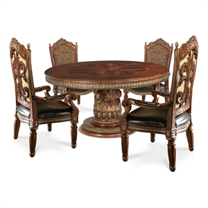 MICHAEL AMINI Villa Valencia 5-Piece Solid Wood Dining Set in Classic Chestnut