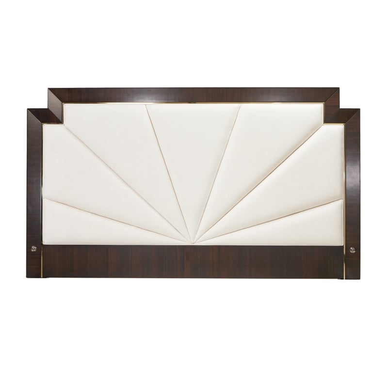 Michael Amini Belmont Place Cal. King Fabric & Wood Bed in Cream/Espresso