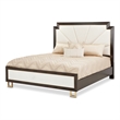 Michael Amini Belmont Place Cal. King Fabric & Wood Bed in Cream/Espresso