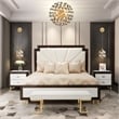Michael Amini Belmont Place Queen Upholstered Bed in Cream/Espresso