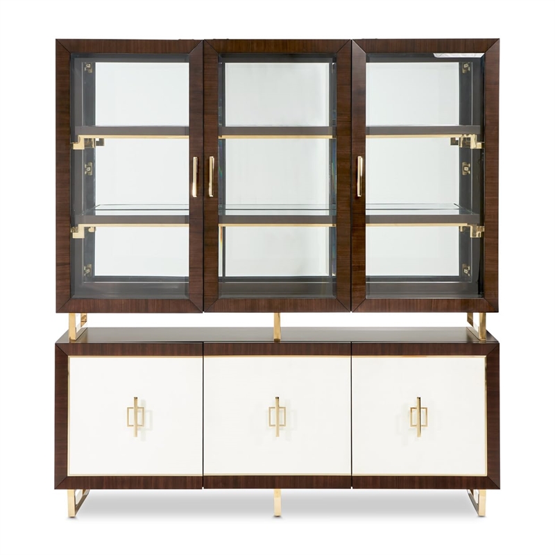 Michael Amini Belmont Place China Cabinet with LED Lighting - Espresso