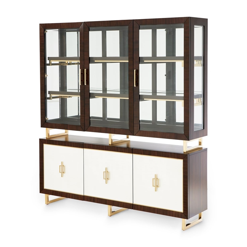 Michael Amini Belmont Place China Cabinet with LED Lighting - Espresso