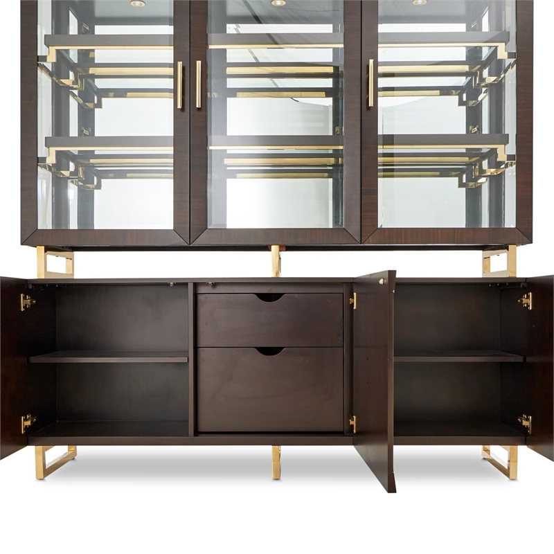 Michael Amini Belmont Place China Cabinet with LED Lighting - Espresso