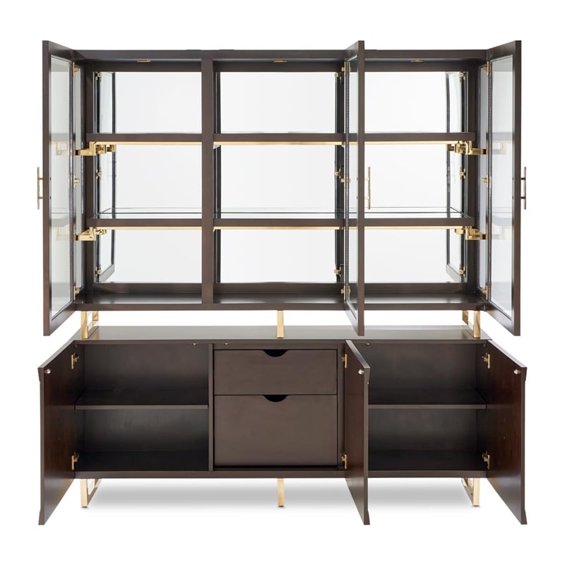 Michael Amini Belmont Place China Cabinet with LED Lighting - Espresso