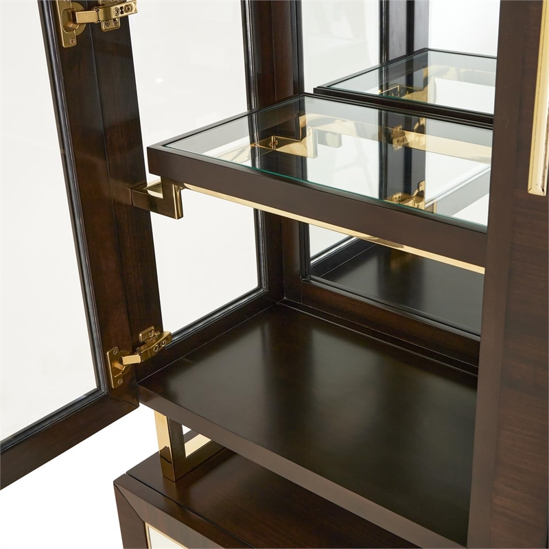 Michael Amini Belmont Place China Cabinet with LED Lighting - Espresso