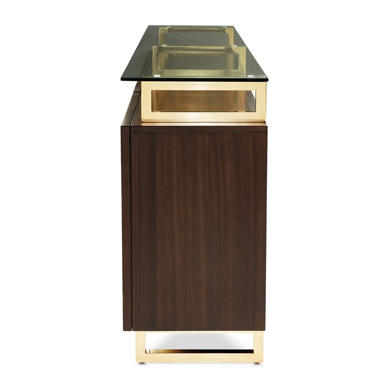 Michael Amini Belmont Place Buffet/Sideboard & Mirror Set in Espresso