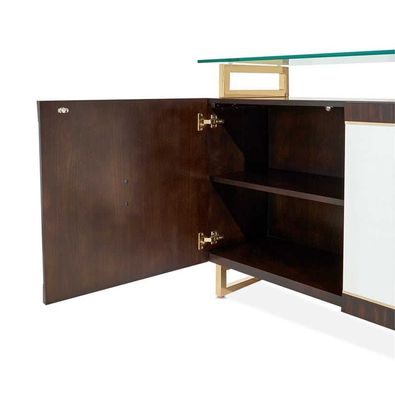 Michael Amini Belmont Place Buffet/Sideboard & Mirror Set in Espresso