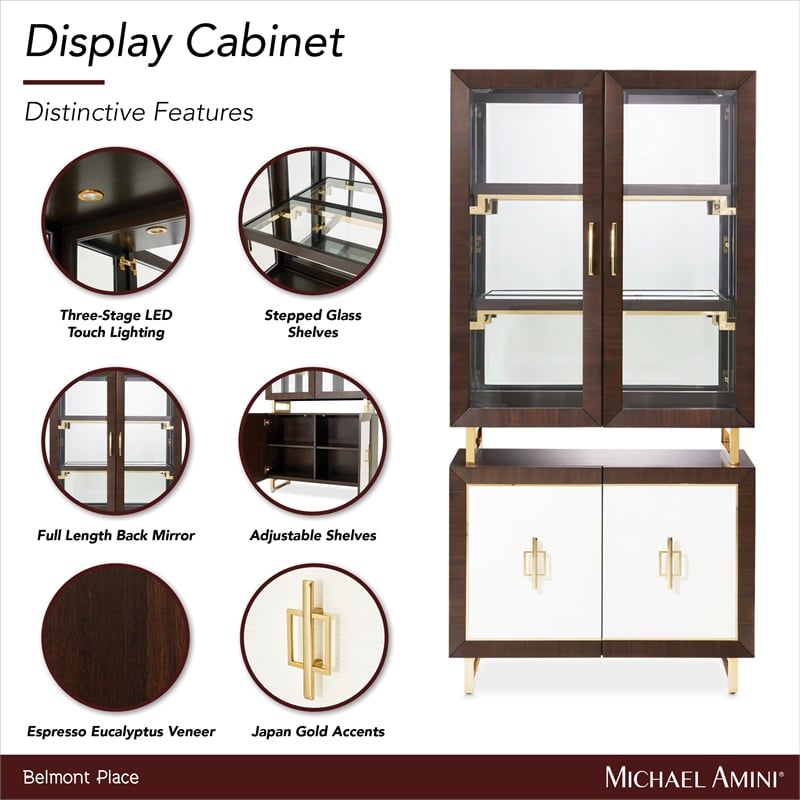 Michael Amini Belmont Place Display Cabinet in Espresso