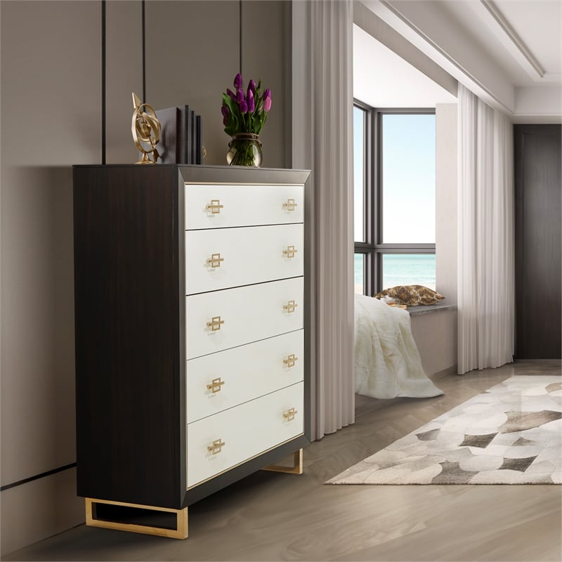 Michael Amini Belmont Place 5-Drawer Bedroom Chest in Espresso