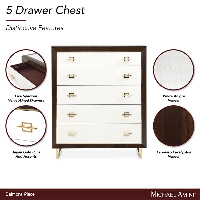 Michael Amini Belmont Place 5-Drawer Bedroom Chest in Espresso