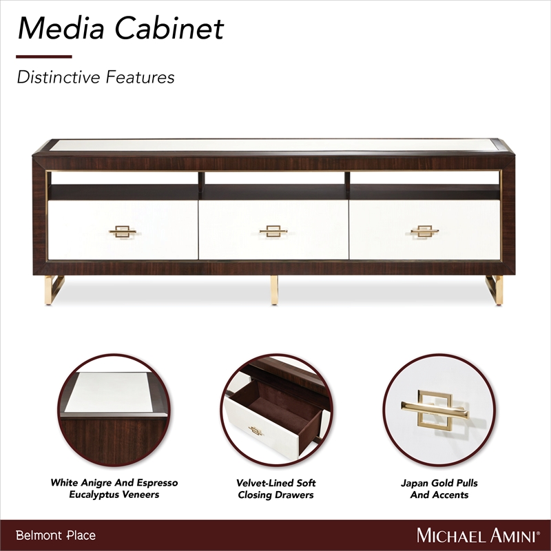 Michael Amini Belmont Place Media Cabinet For TVs upto 78