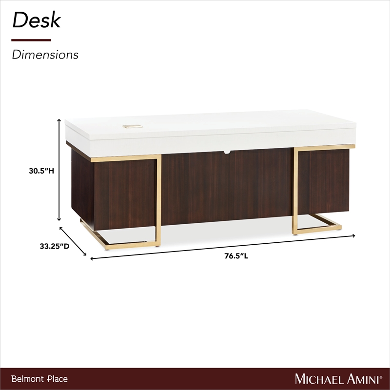 Michael Amini Belmont Place 7-Drawers Office Desk in Espresso