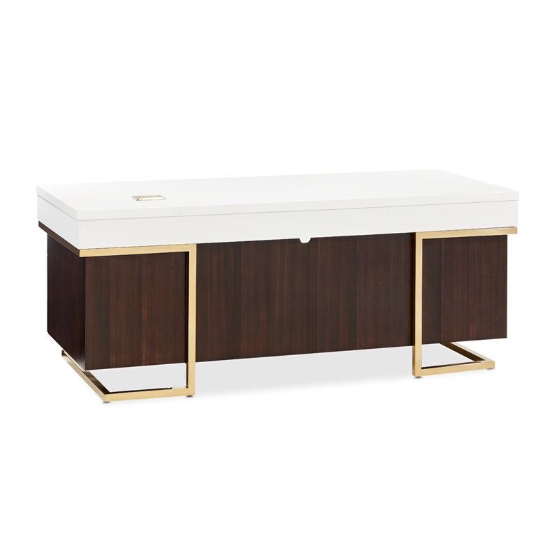 Michael Amini Belmont Place 7-Drawers Office Desk in Espresso