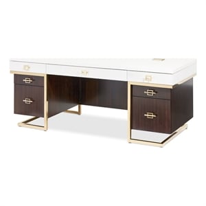 Michael Amini Belmont Place 7-Drawers Office Desk in Espresso
